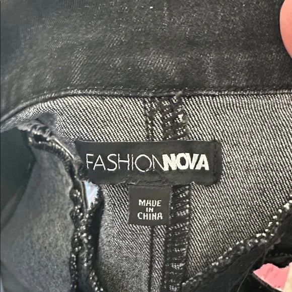 Fashion Nova Black Studded Jean Jacket - Picture 3 of 4